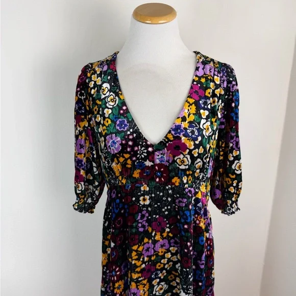 Anthropologie Francie Floral Velvet Dress Black Size 8 - Picture 5 of 9